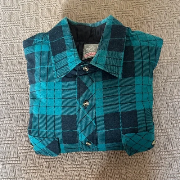 Men's Teal and Black Plaid Lightweight Shirt Jacket - Picture 7 of 8